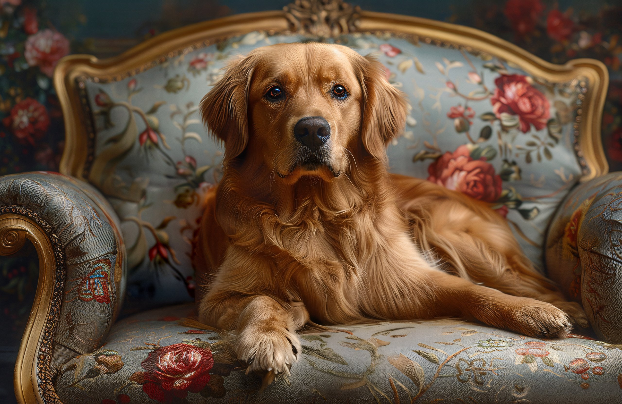 Golden retriever resting on sofa - Wallpapers for Apple MacBook Air 13 M2″ in 2560x1664 resolution
