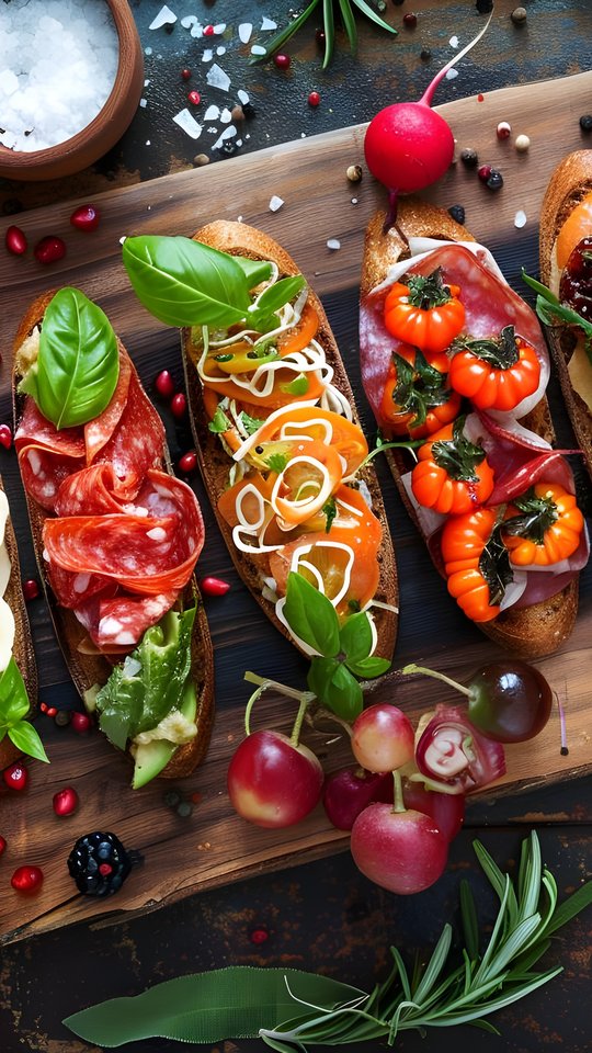 Assorted bruschetta - Wallpapers for Samsung, HTC, Sony in 540x960 resolution
