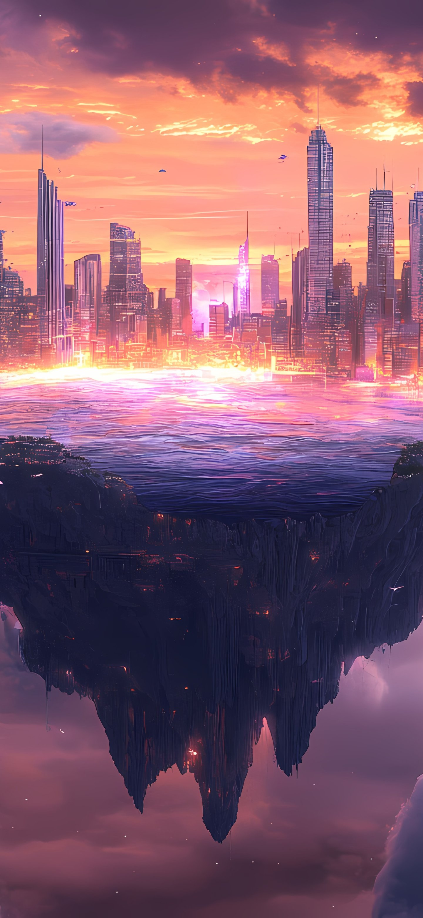 Futuristic floating city - Wallpapers for Samsung Galaxy S24/S24 Ultra/S25 Ultra/S25+/S26 Ultra in 1440x3120 resolution