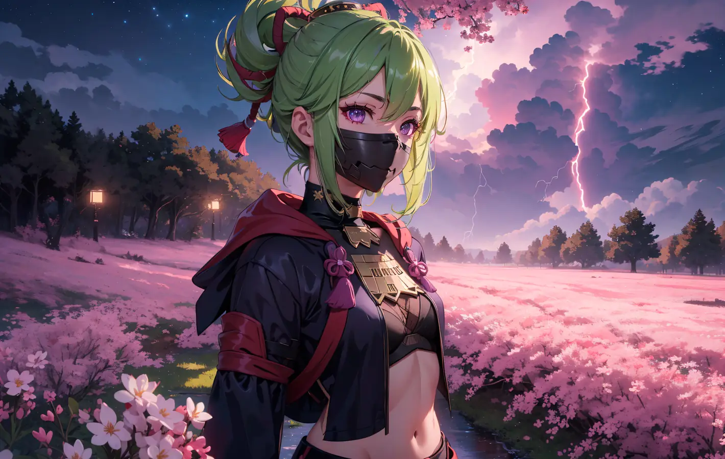 Anime girl in a mask — desktop and phone wallpaper, free download