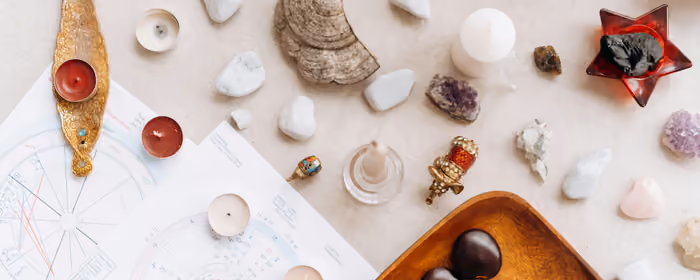 Interior design wallpapers: aromatherapy, candles, crystals, gemstone