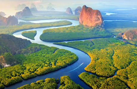 Nature wallpapers: river, jungles, tropics, rock