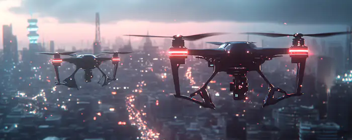Technology wallpapers: quadcopter, drone, skyline, twilight