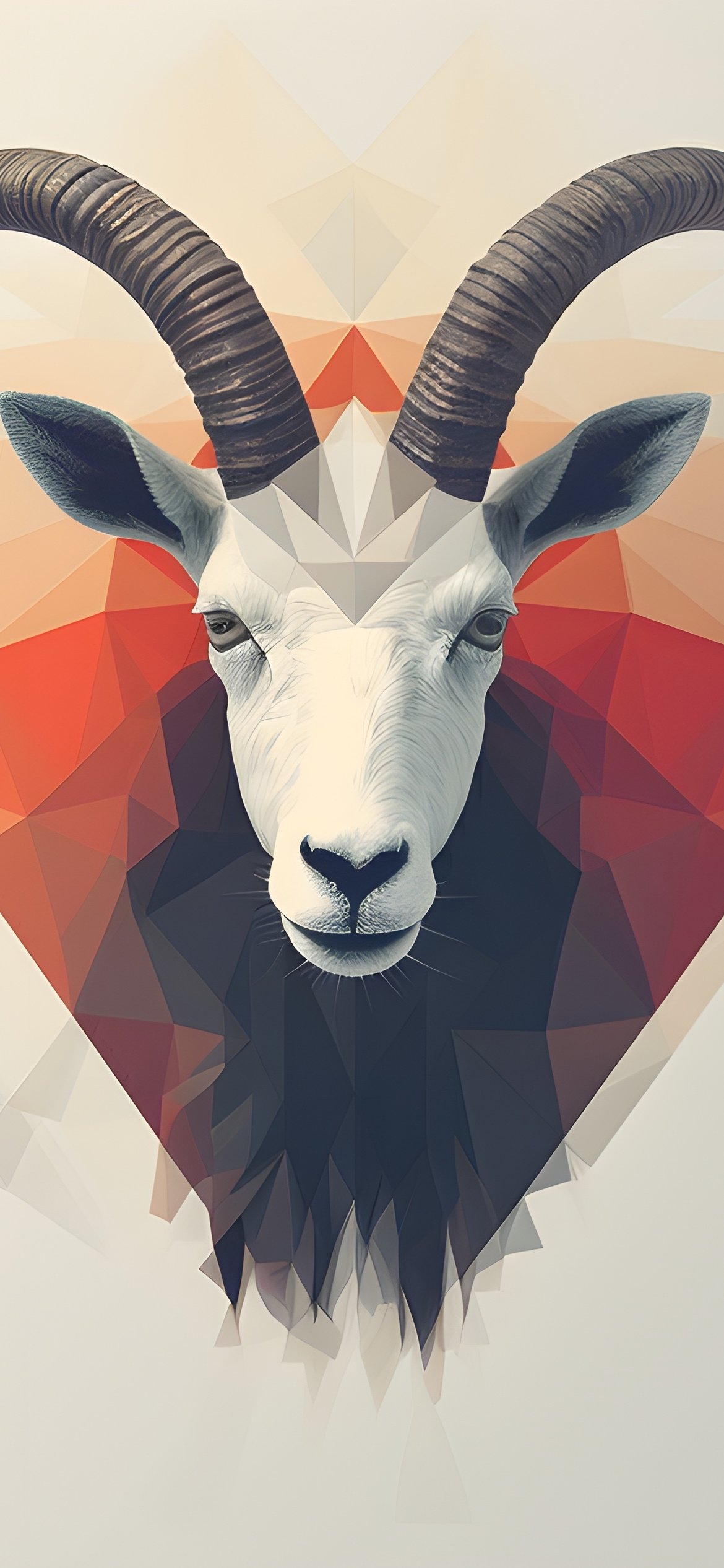 Голова козла в low poly - Обои для iPhone 12 Pro/13 Pro/14 в разрешении 1170x2532