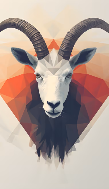 Обои геометрия для Samsung (360x740): козёл, рога, low poly, минимализм