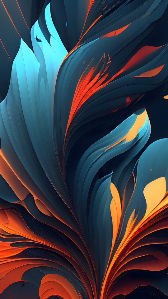 Orange and blue abstract waves - Wallpapers for Samsung, HTC, Sony in 540x960 resolution