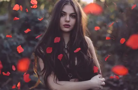 People wallpapers: woman, dress, roses, petals