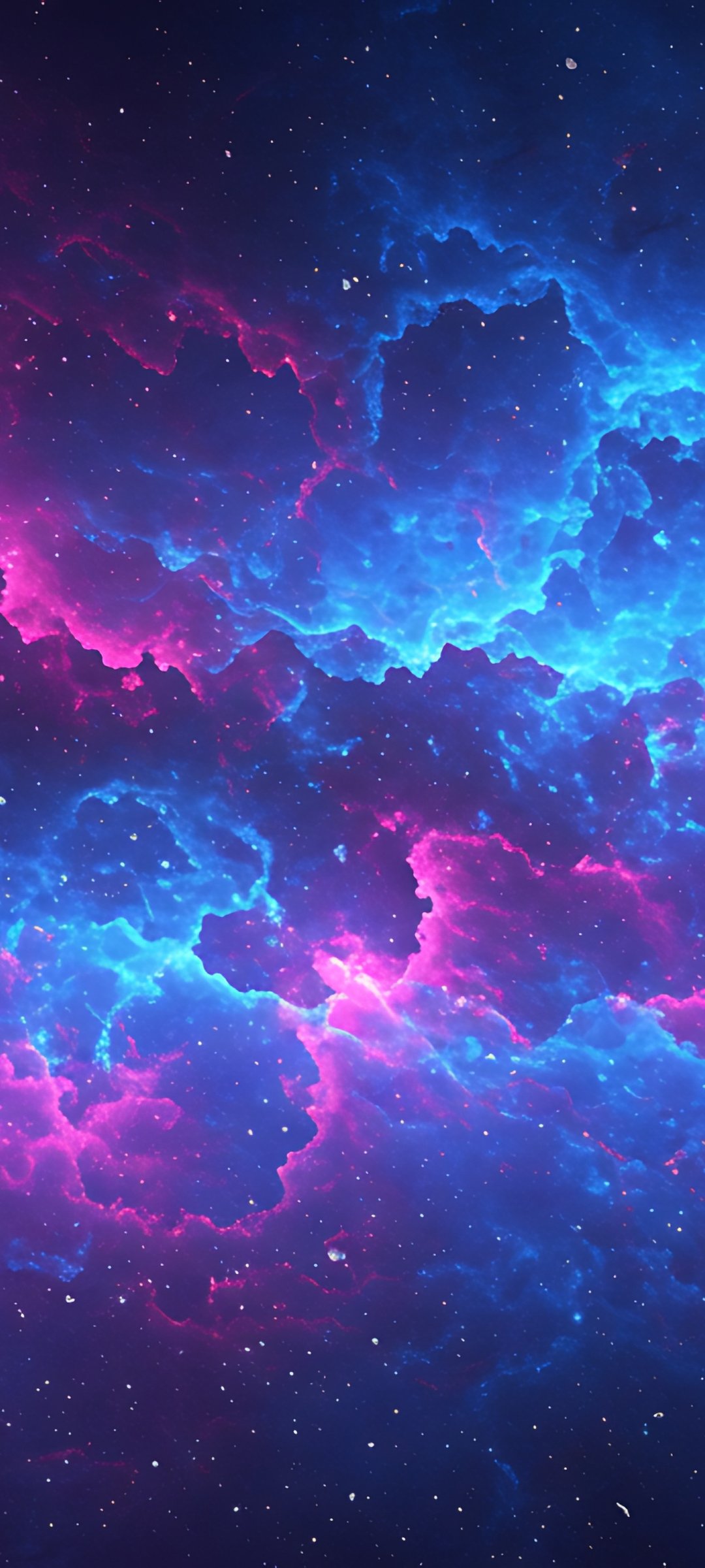 Blue-violet cosmic nebula - Wallpapers for Samsung Galaxy M55, POCO M4/X4/X5, Xiaomi Redmi 12/13/Note 13/Note 14/Note 14S in 1080x2400 resolution