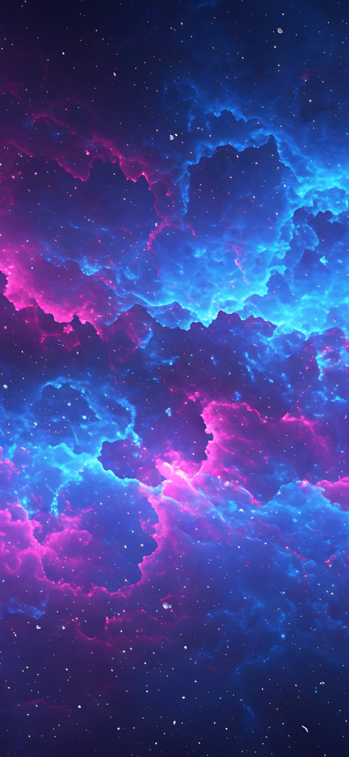 Blue-violet cosmic nebula - Wallpapers for iPhone 12 Pro/13 Pro/14 in 1170x2532 resolution