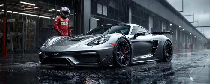 5K2K UltraWide 21:9 puddle wallpapers (5120x2160): Porsche Cayman, sports car, helmet, rain