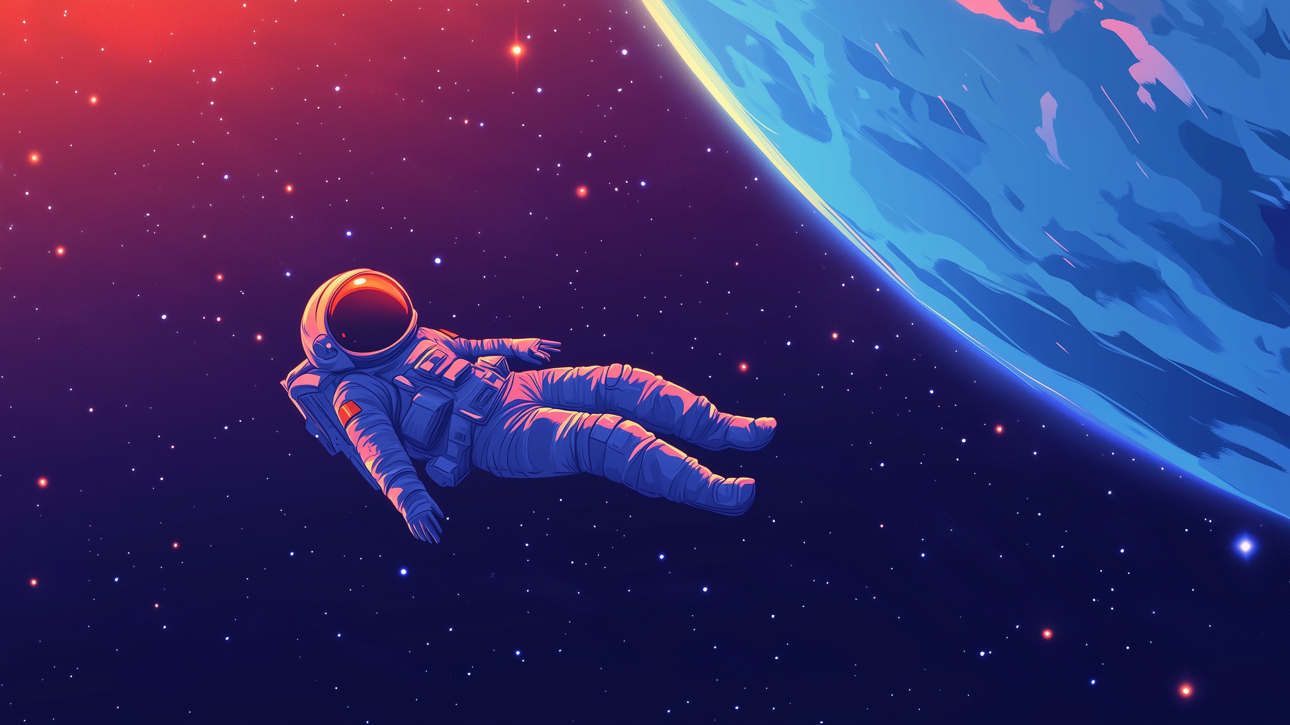 Astronaut in Earth orbit - 5K wallpapers in 5120x2880 resolution