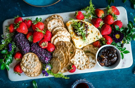 Delicious Platter of Berries and Crackers