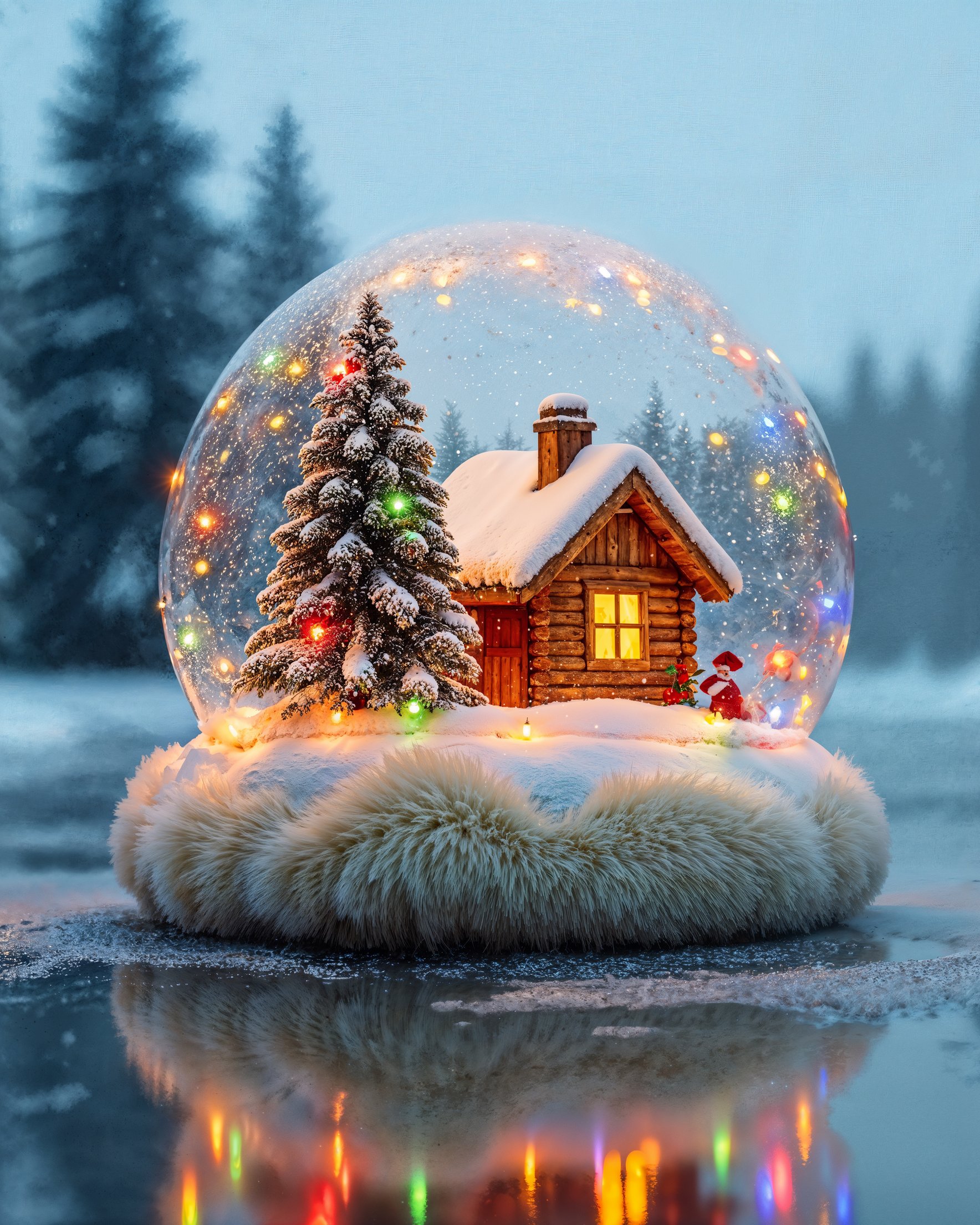 Christmas snow globe with cabin - Wallpapers for Samsung Galaxy Z Fold 2/3 in 1768x2208 resolution