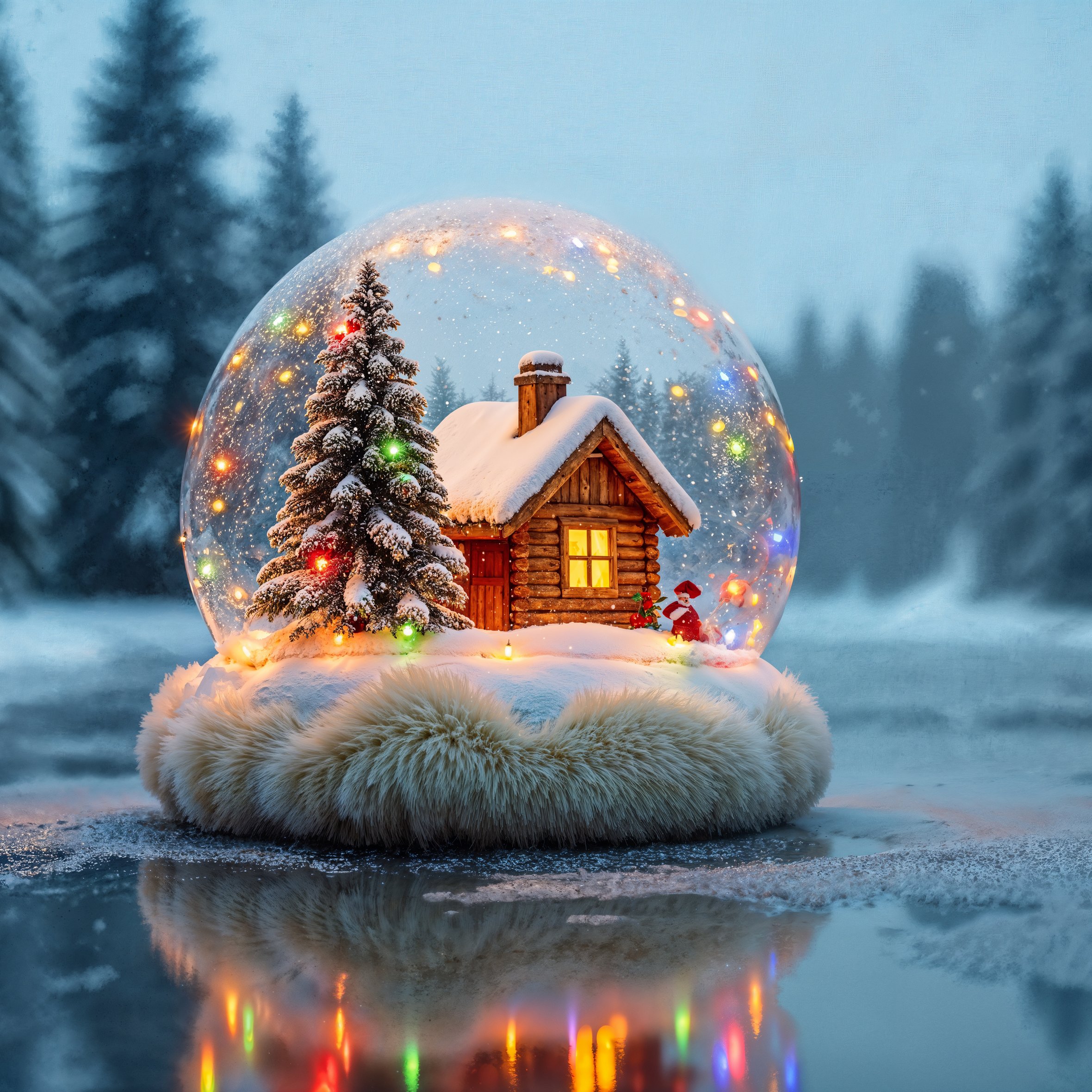 Christmas snow globe with cabin - Wallpapers for iPad Air 10.9″ in 2360x2360 resolution