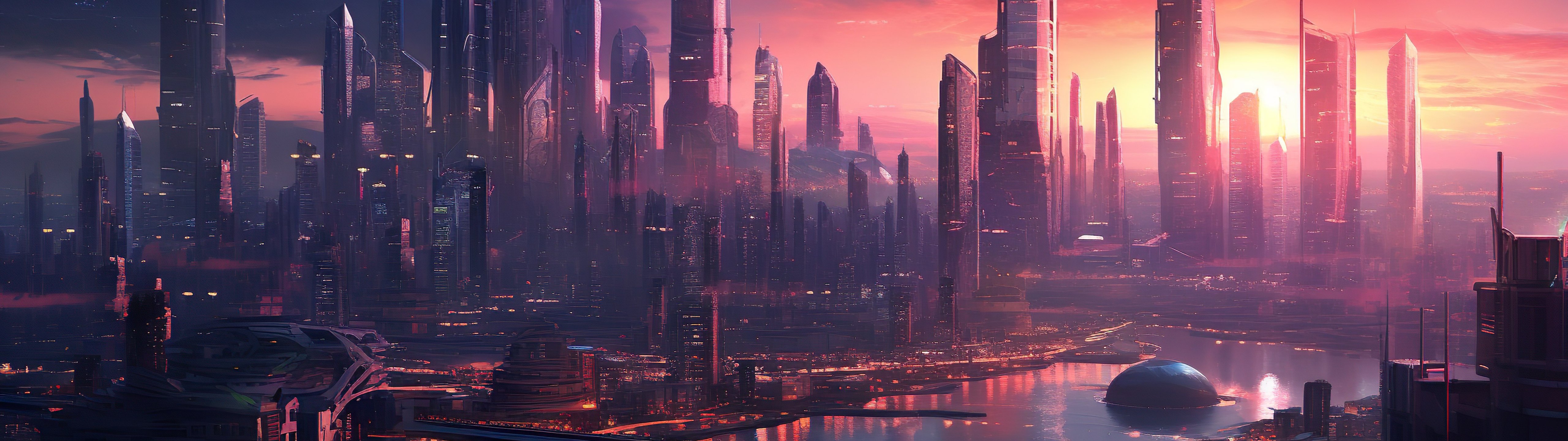 Megacity of the future - UltraWide 32:9 wallpapers in 5120x1440 resolution