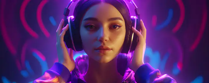 People wallpapers: woman, headphones, music, neon