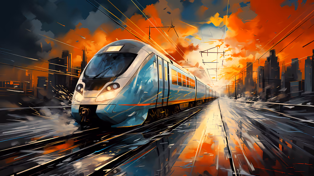 Urban Setting Train High-speed train in urban sunset — Free Download Wallpapers in Full HD ...