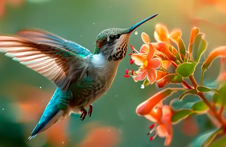 Animals wallpapers: hummingbird, flowers, nectar, summer