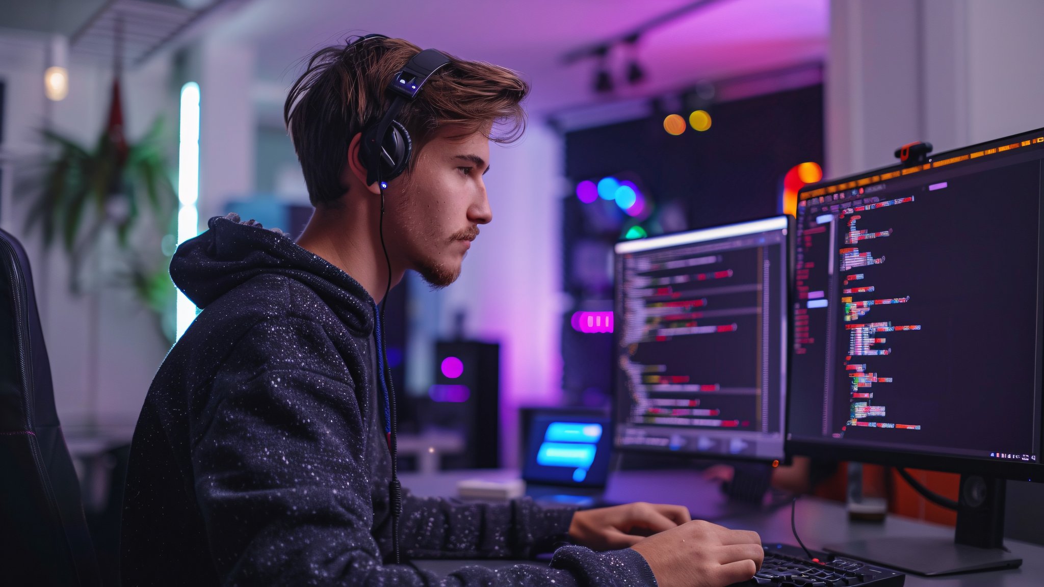 Young programmer coding - QWXGA wallpapers in 2048x1152 resolution