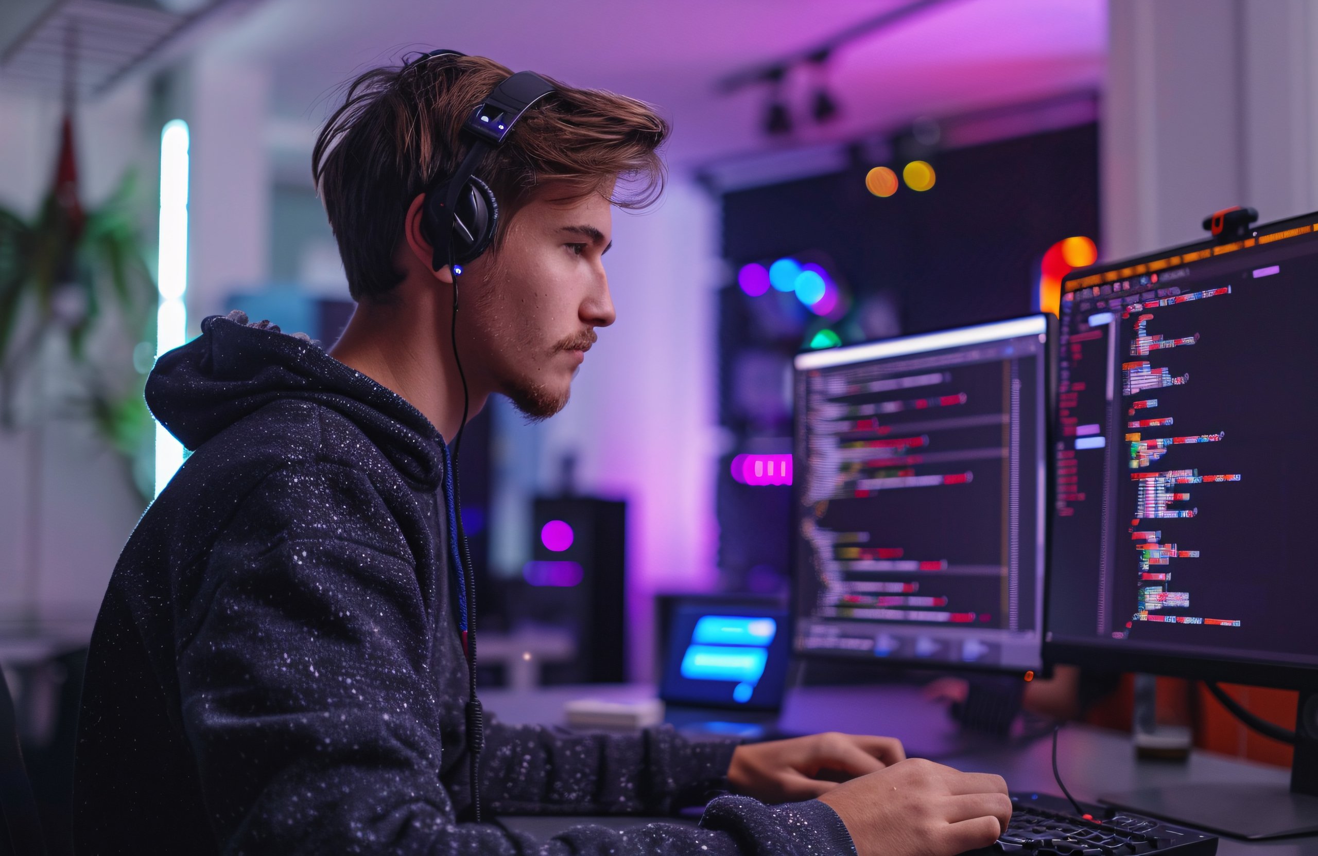 Young programmer coding - Wallpapers for Apple MacBook Air 13 M2″ in 2560x1664 resolution