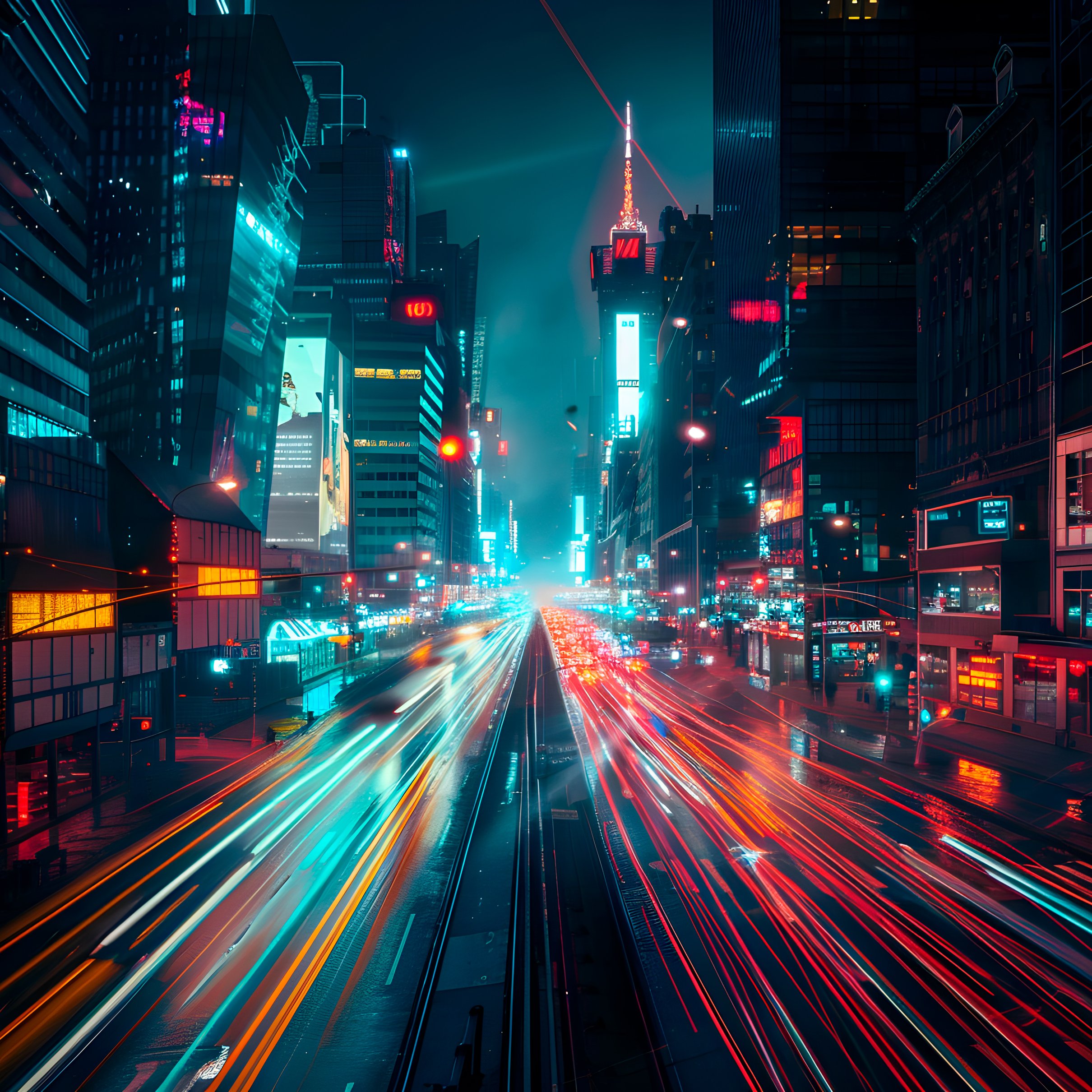 City traffic light trails at night - Wallpapers for iPad Pro 11″ 2024 in 2420x2420 resolution