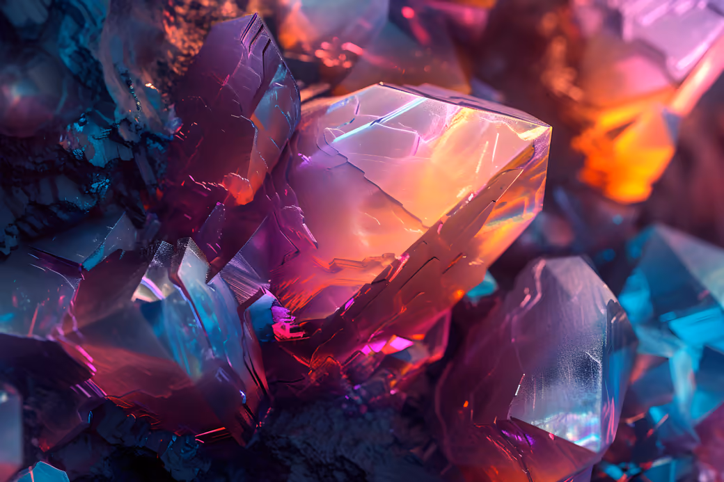 Vibrant colorful crystal cluster — desktop and phone wallpaper, free download