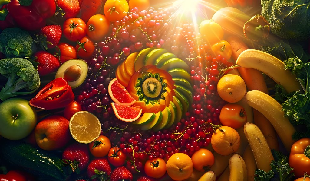 Bright fruit plate - WSVGA wallpapers in 1024x600 resolution