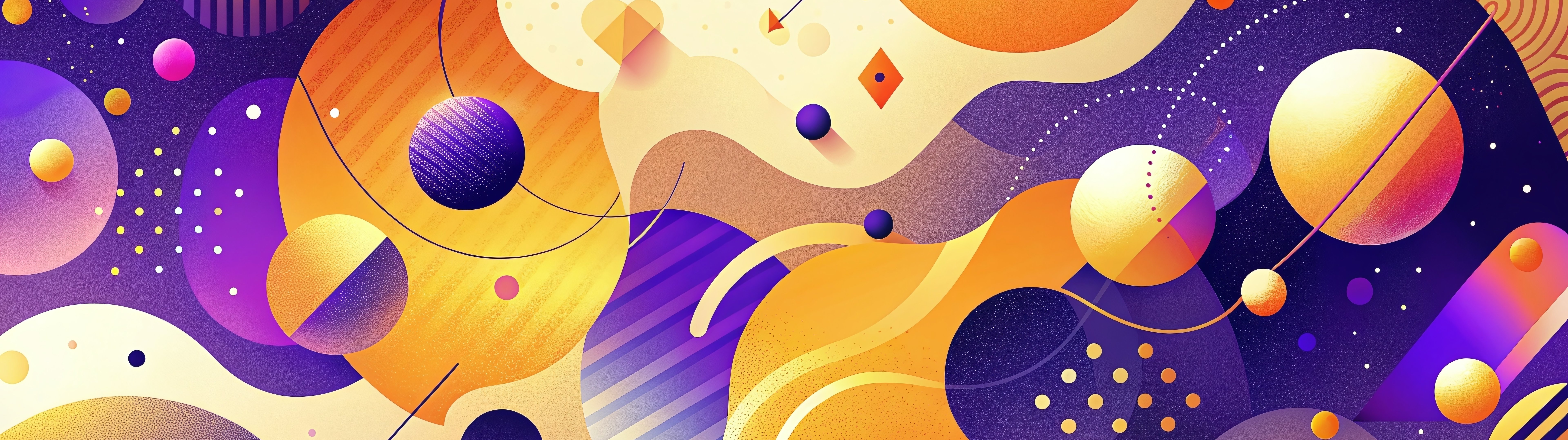 Abstract spheres and waves - Dual Monitor Wallpapers in 7680x2160 resolution