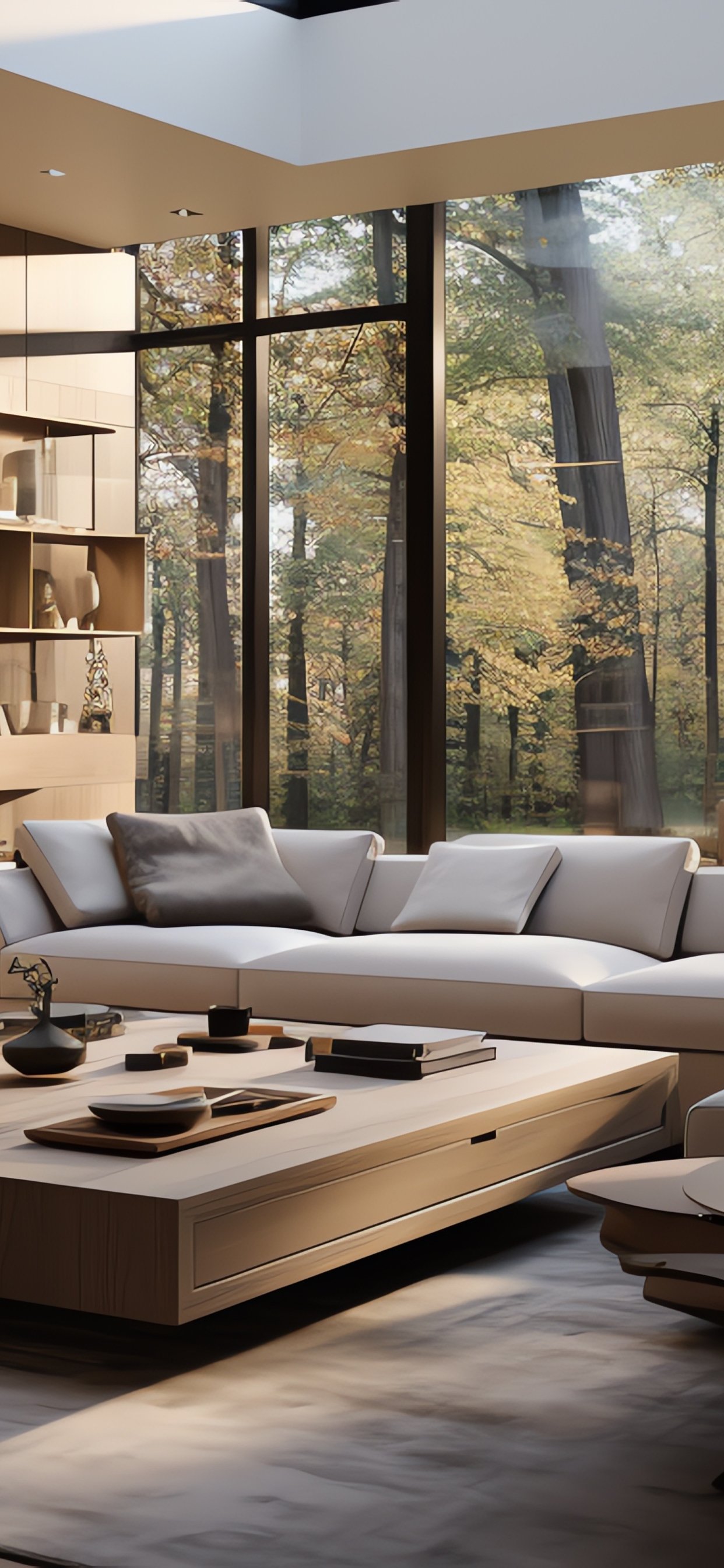 Living room with panoramic windows - Wallpapers for iPhone 11 Pro Max in 1242x2688 resolution