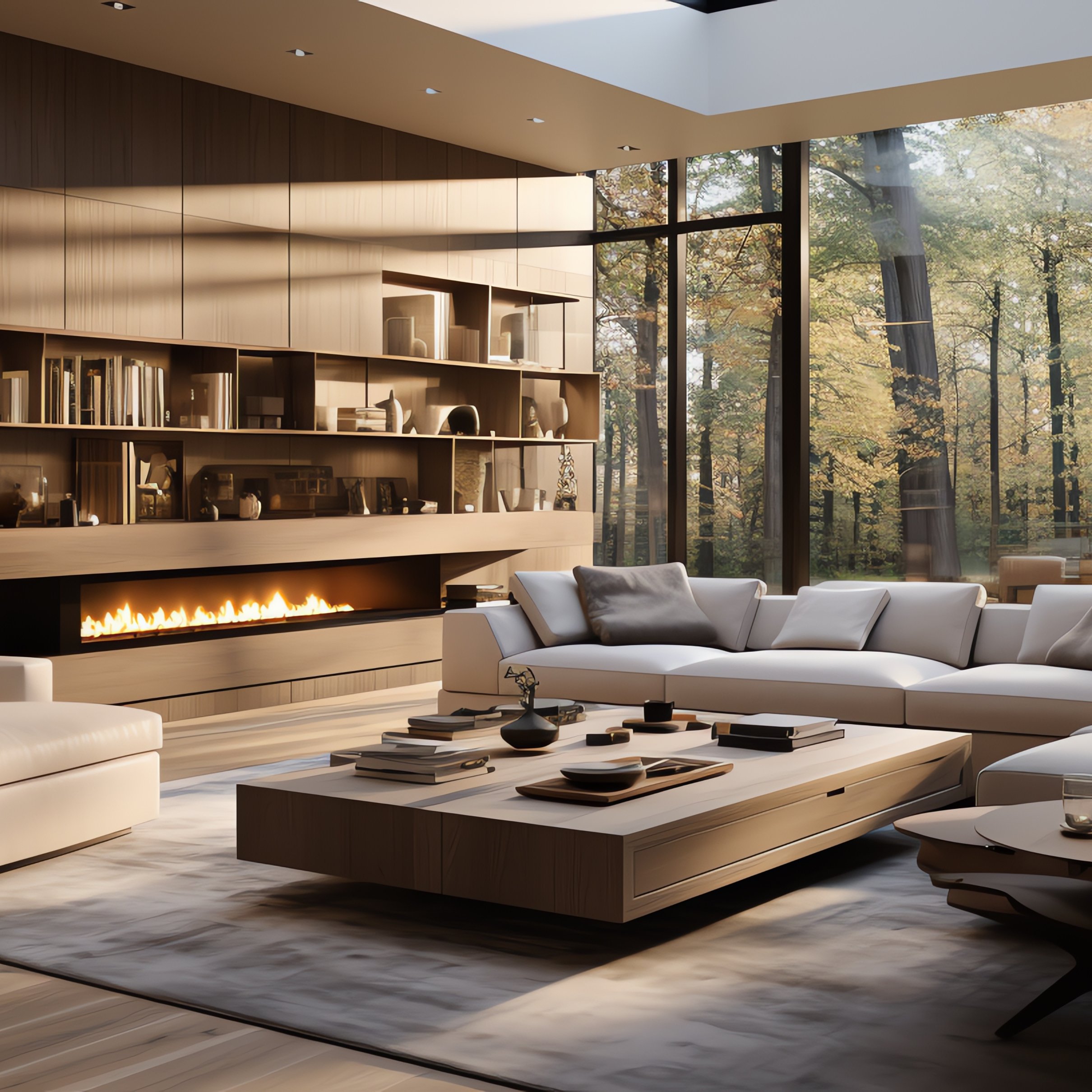 Living room with panoramic windows - Wallpapers for iPad Pro 11″ 2024 in 2420x2420 resolution