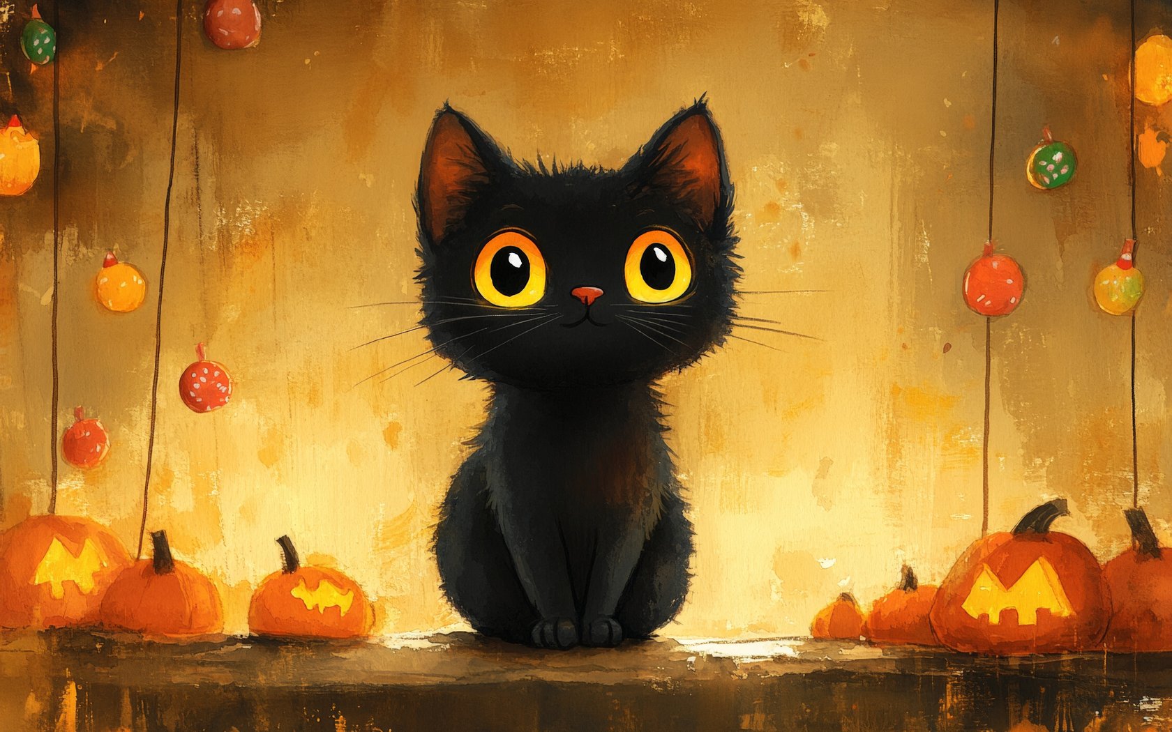 Black cat with big eyes - WSXGA+ wallpapers in 1680x1050 resolution