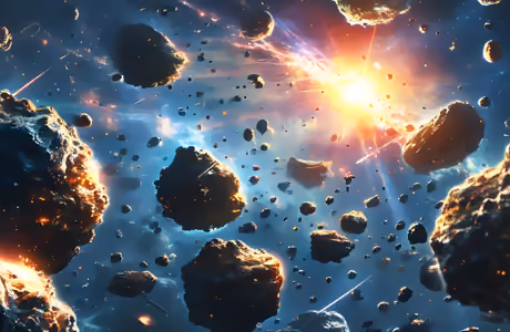 Space wallpapers: asteroid, sun, orbit, crater