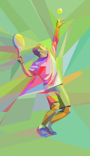 Sport wallpapers: man, tennis racket, low poly, skill