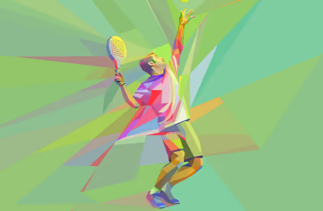 Обои спорт: мужчина, теннисная ракетка, low poly, навык