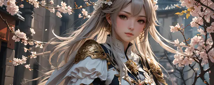 UltraWide 32:9 wallpapers (5120x1440): anime Girl, blonde, armor, sakura