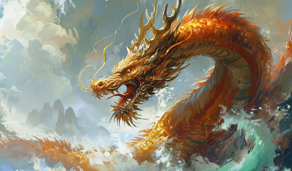 Golden Dragon - WSVGA wallpapers in 1024x600 resolution