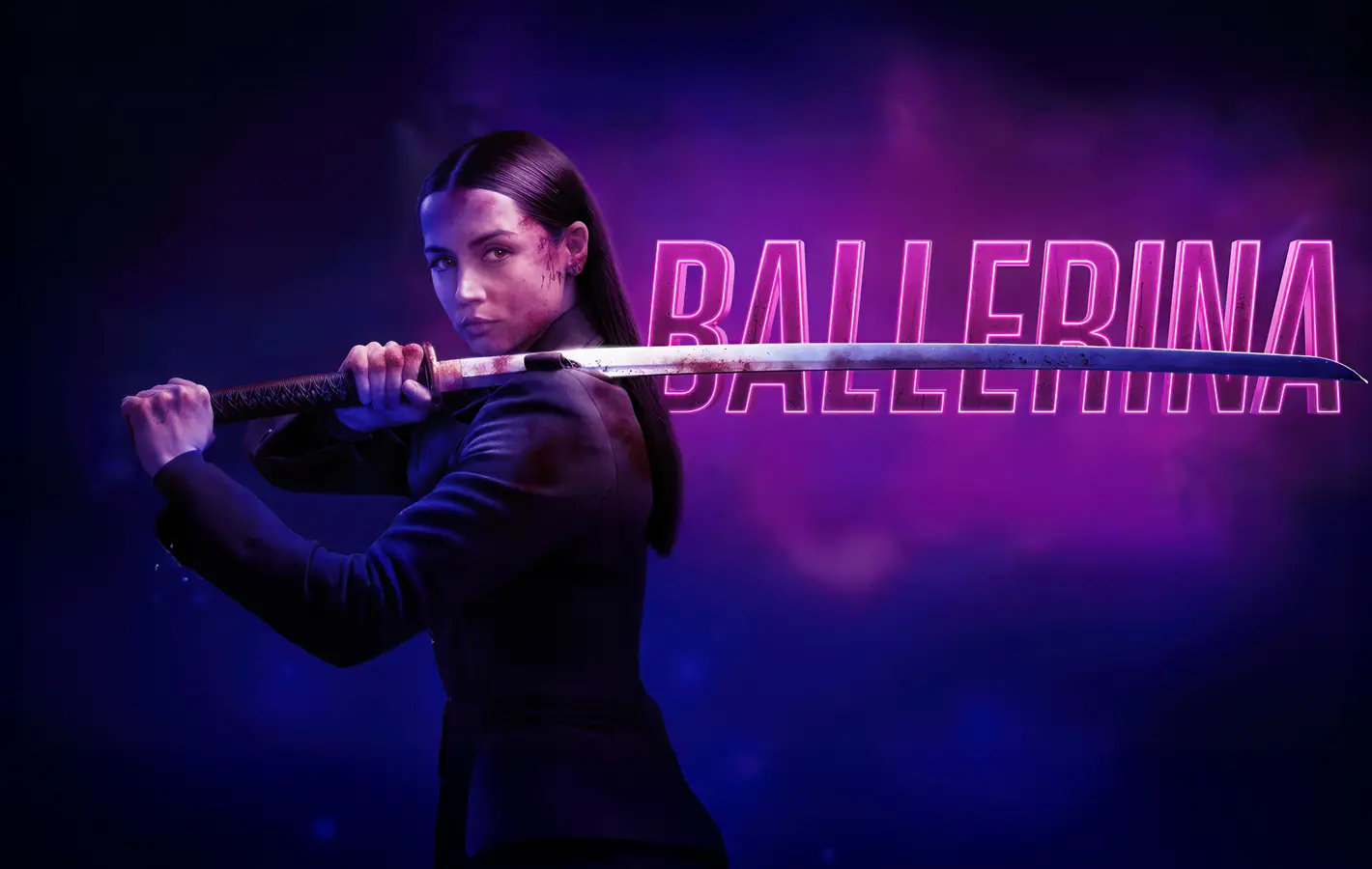 Ballerina with a katana — desktop and phone wallpaper, free download