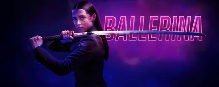 UltraWide 32:9 wallpapers (5120x1440): Ballerina (movie), Ana de Armas, katana, poster
