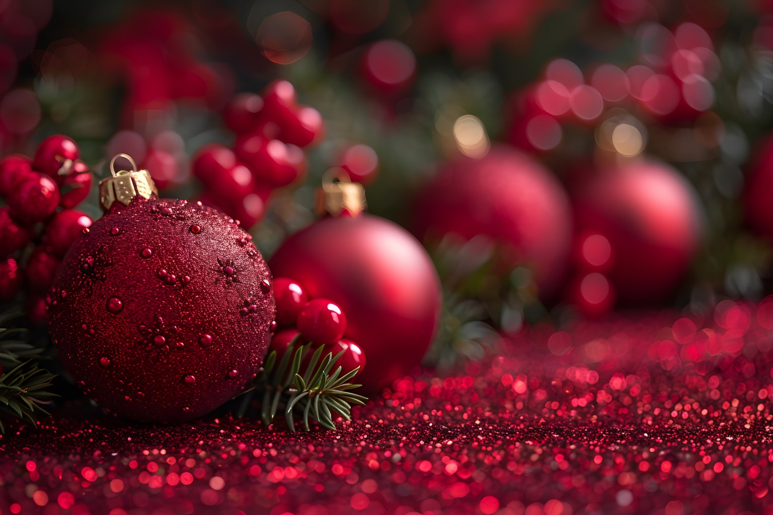 Red Christmas baubles - Microsoft Surface 12.4″ wallpapers in 1536x1024 resolution