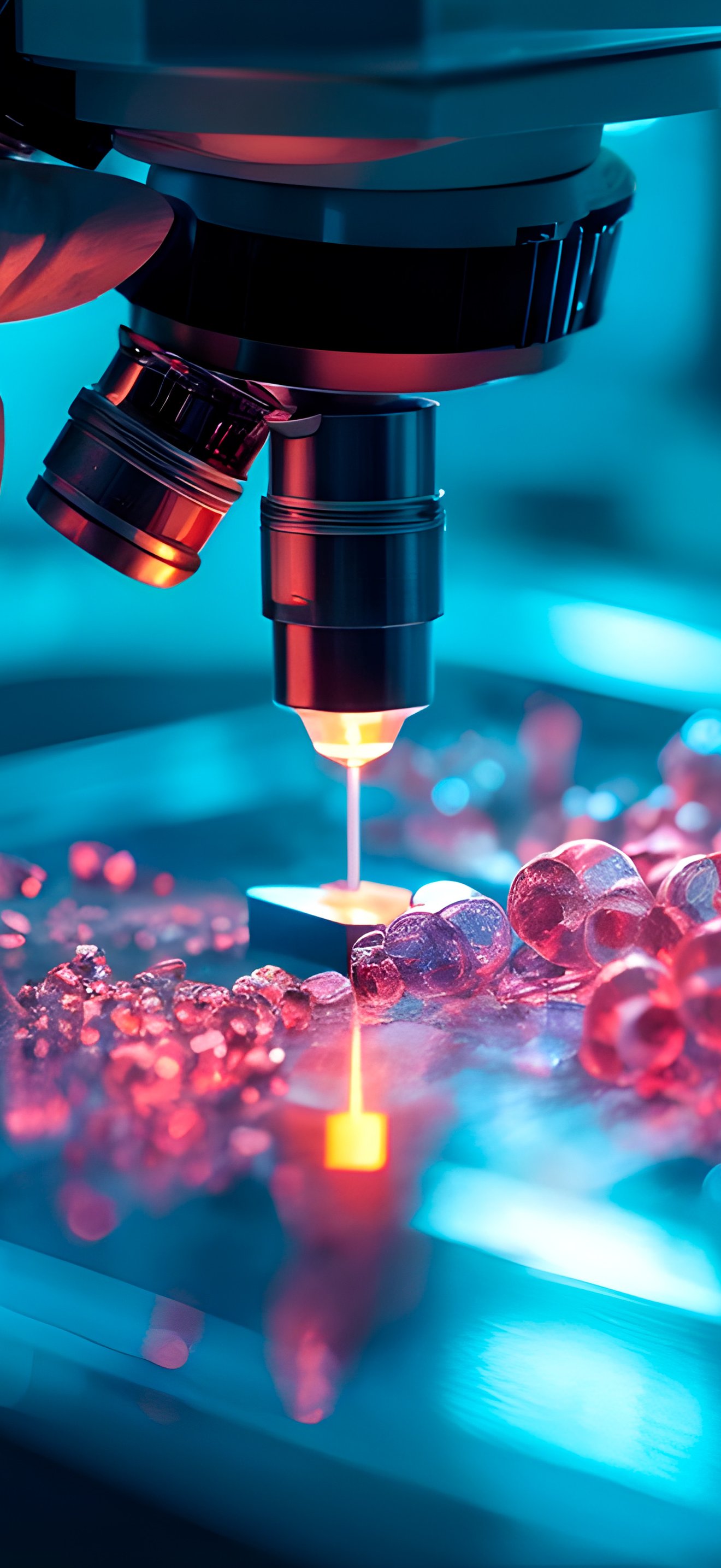 Biohacker studies under a microscope - Wallpapers for iPhone 18 Pro Max/17 Pro Max/16 Pro Max in 1320x2868 resolution