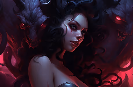 Fantasy wallpapers: woman, demon, darkness, fire