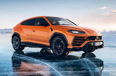 Обои машины: Lamborghini Urus, спортивный внедорожник, лед, озеро