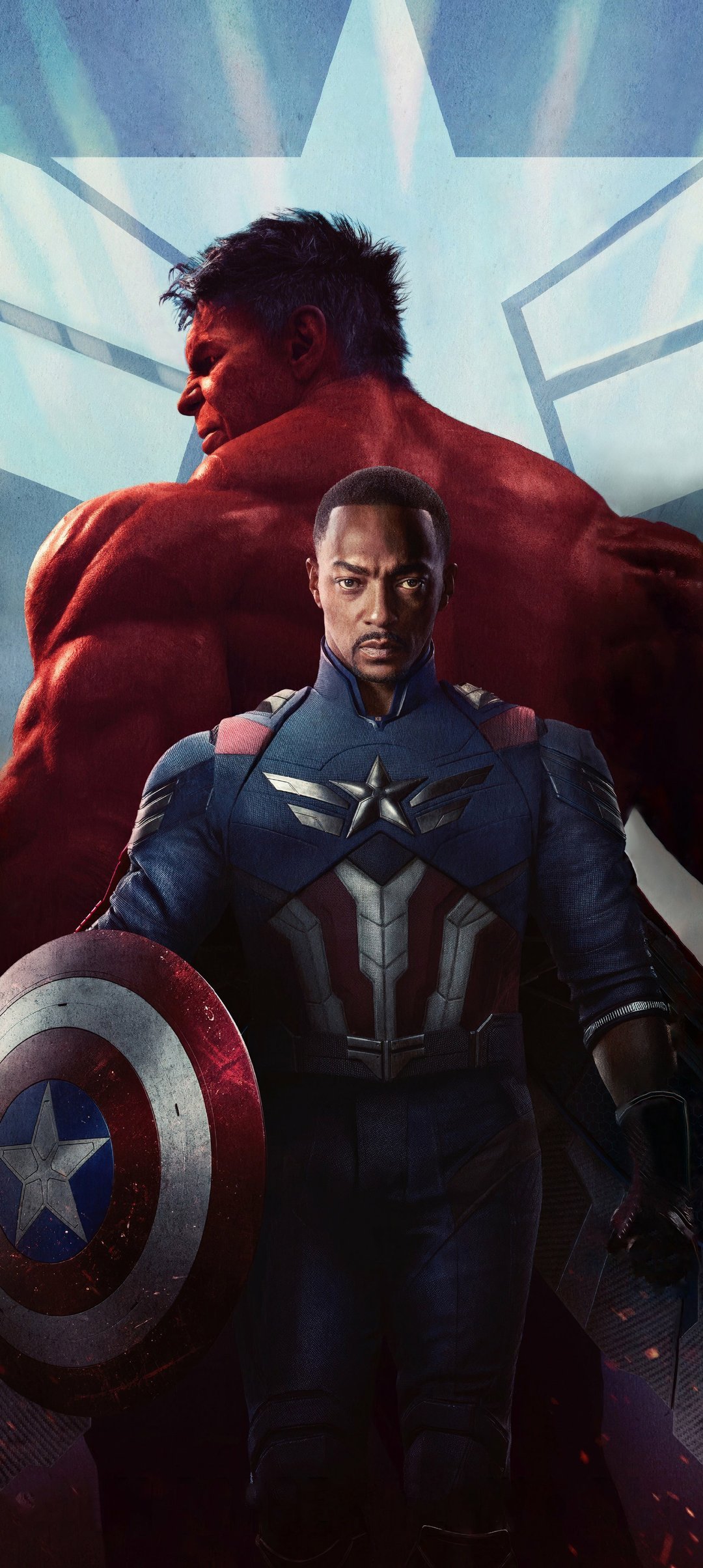 Captain America and the Red Hulk - Wallpapers for Samsung Galaxy A13/A14/A53, Realme 12 Pro 5G, POCO M5 in 1080x2408 resolution