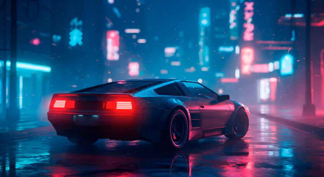 Retro futuristic car — desktop and phone wallpaper, free download