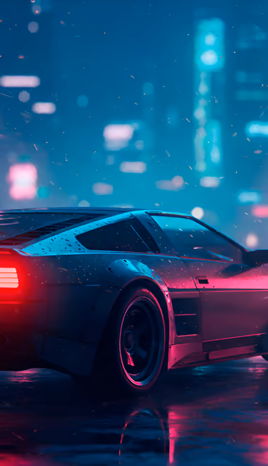 Cars wallpapers: retro, cyberpunk, sports car, neon