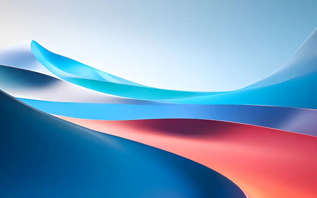 Waves with blue and red layers — desktop and phone wallpaper, free download