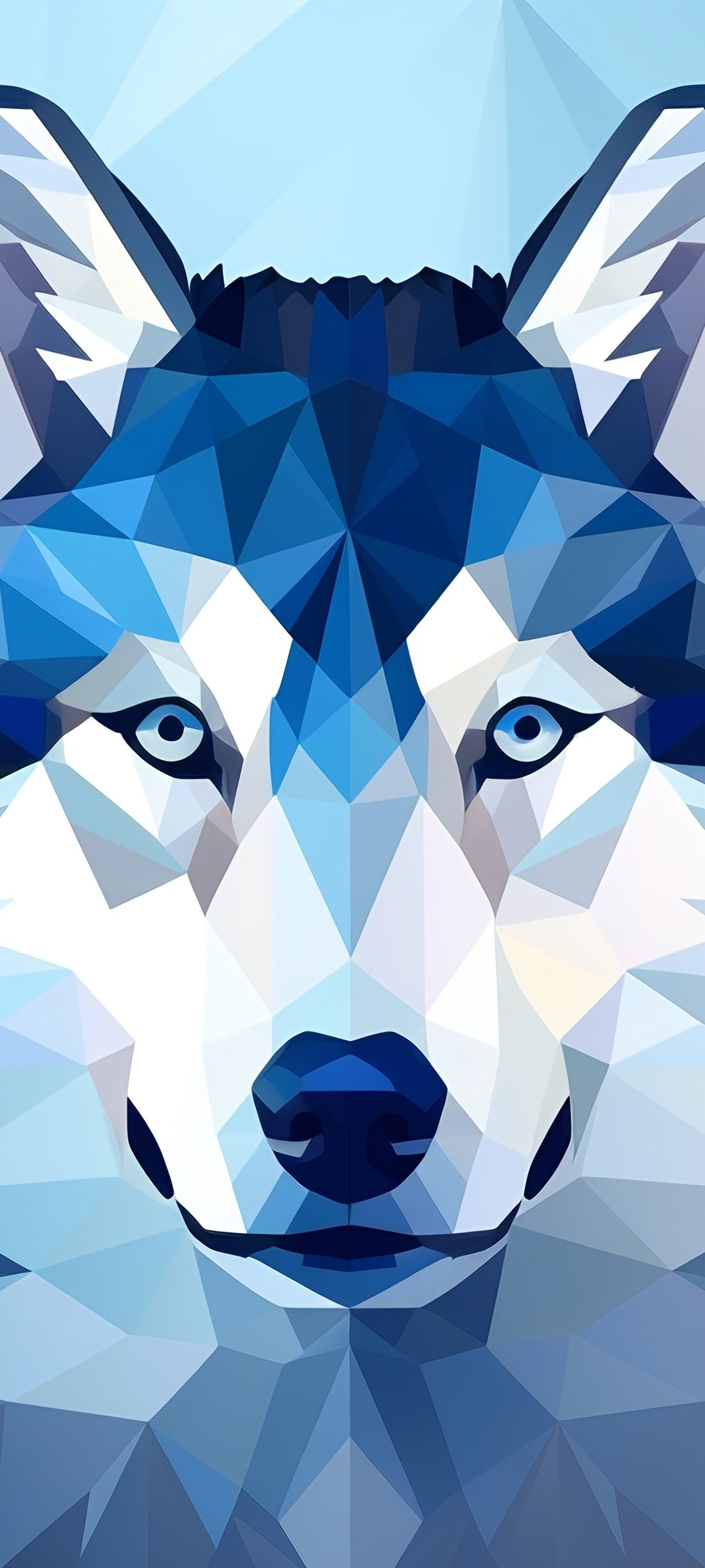 Low poly wolf head facing forward - Wallpapers for Xiaomi 13 Ultra/14 Ultra/15 Ultra/17 Pro Max, Samsung Galaxy S20/S20 Ultra/S21 Ultra in 1440x3200 resolution