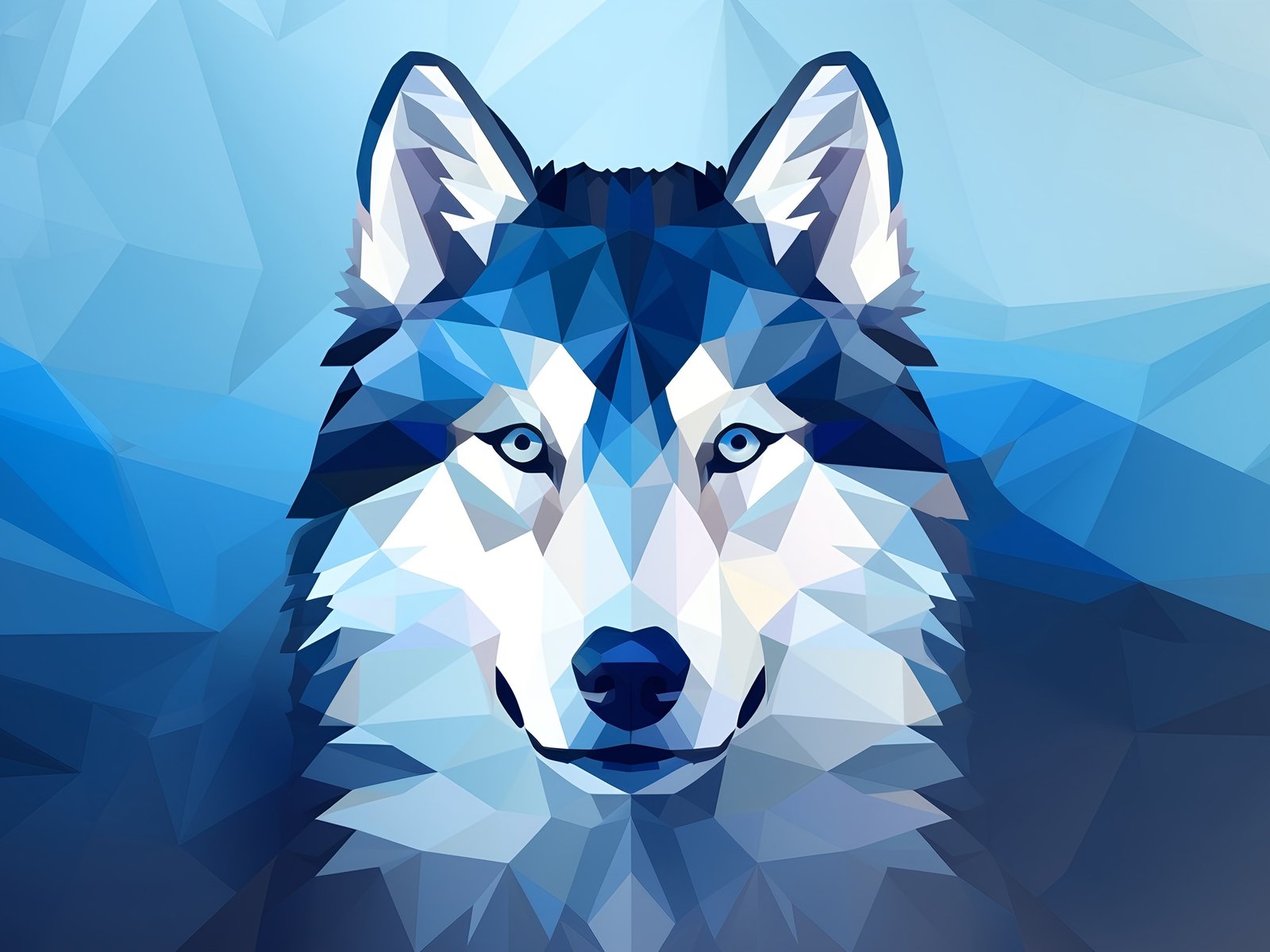 Волк в стиле low poly смотрит вперёд - UXGA обои в разрешении 1600x1200