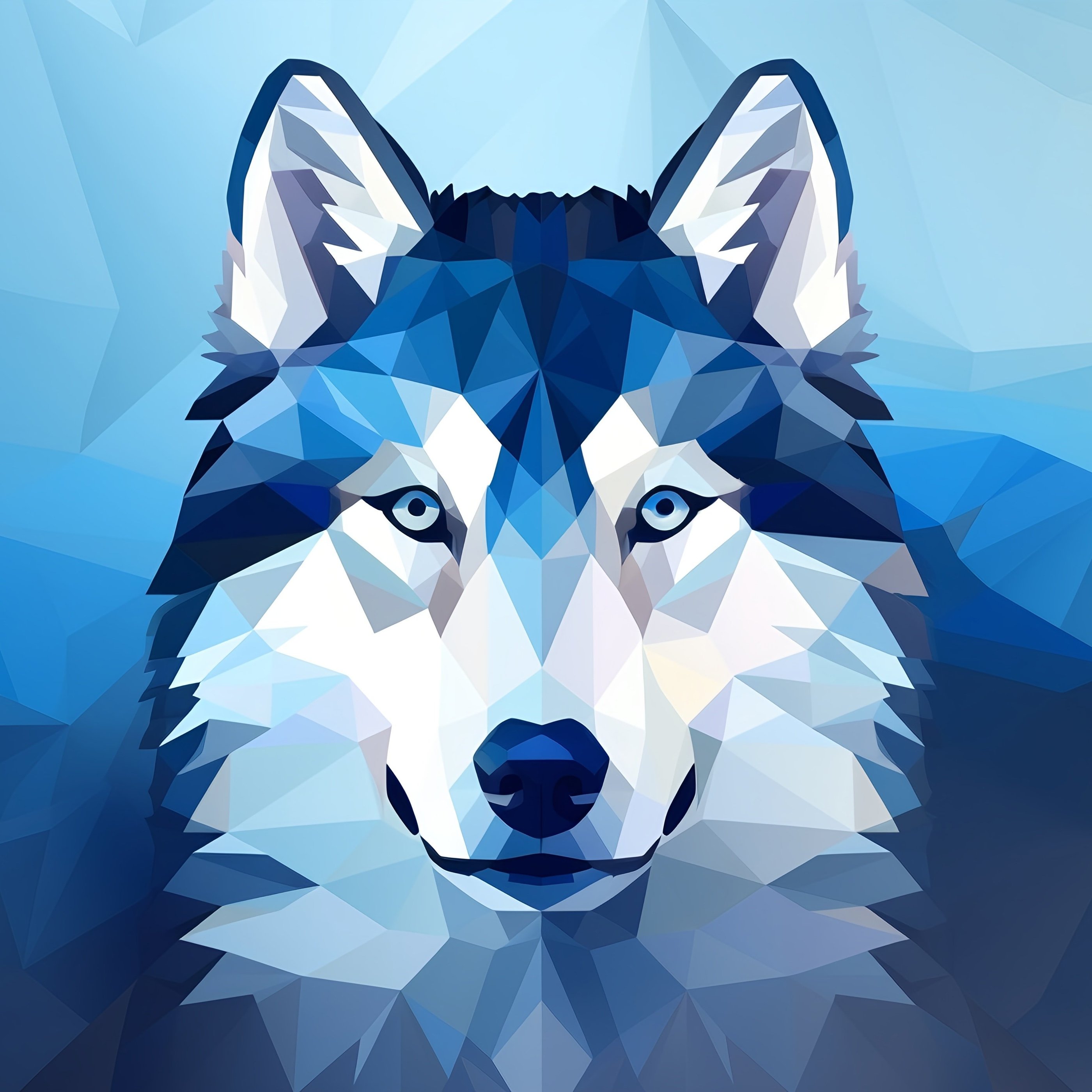 Low poly wolf head facing forward - Wallpapers for Samsung Galaxy Tab S9+ in 2800x2800 resolution