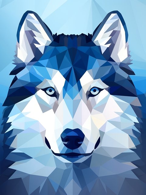 Low poly wolf head facing forward - Wallpapers for HTC/BlackBerry in 480x640 resolution